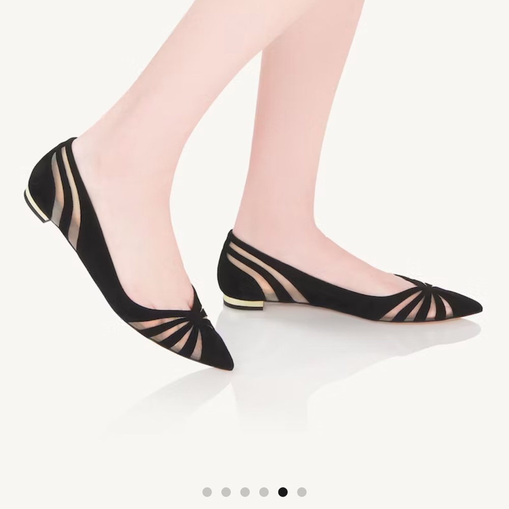 Aquazurra black velvet spy flats 37.5- worn once :)